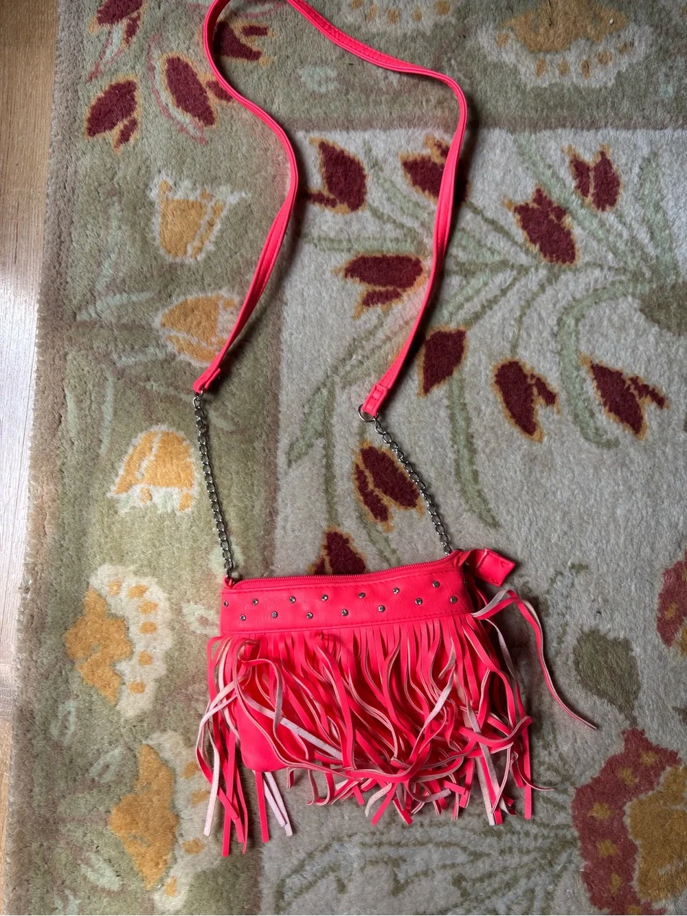Fringe Crossbody Bag - Hot Coral